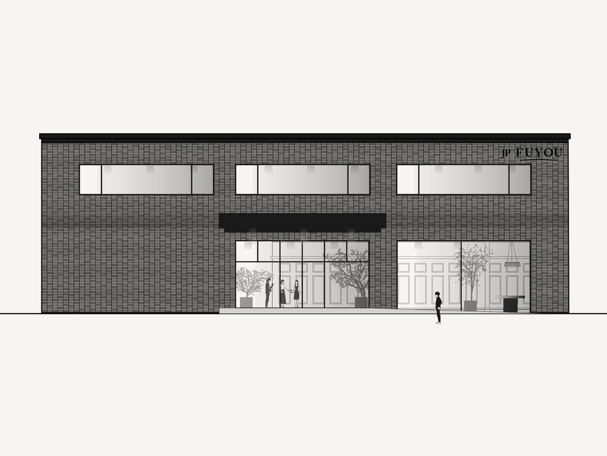 THE FACTORY OKAZAKI の建物の線画
